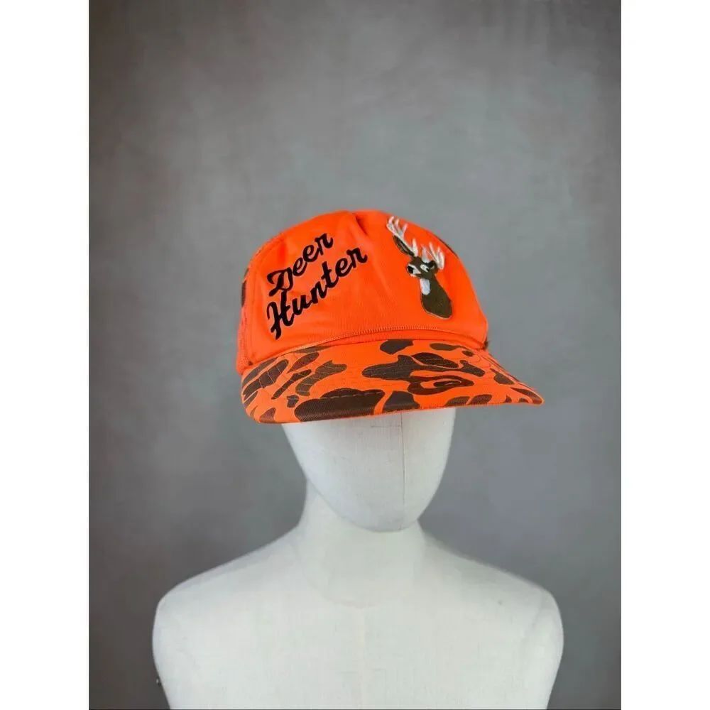 Vintage Hunting Hat Deer Hunter Graphics Blazer Orange Camouflage Camo